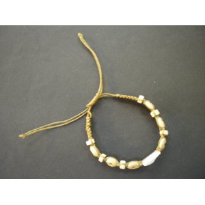 Bracelet coton perles bois et coquillage