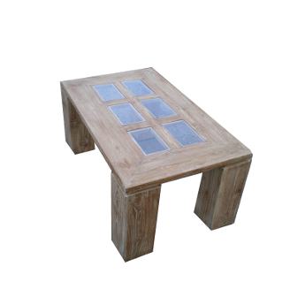 Table basse vitrée et cérusée