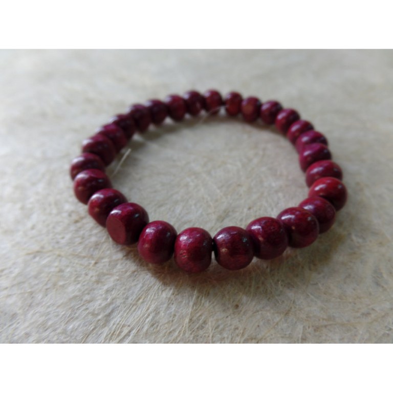 Bracelet élastique perles en bois cerise