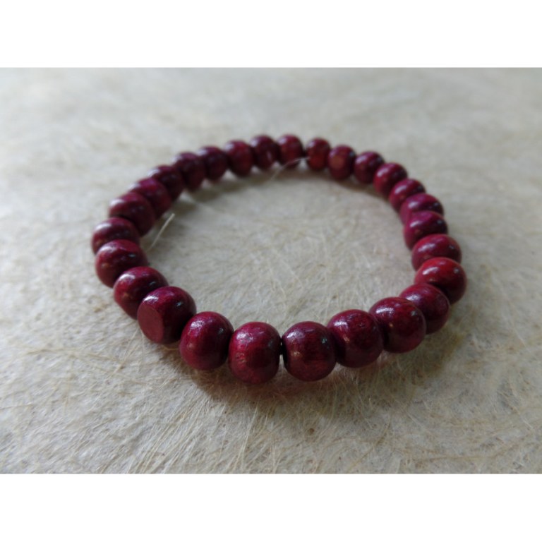 Bracelet élastique perles en bois cerise