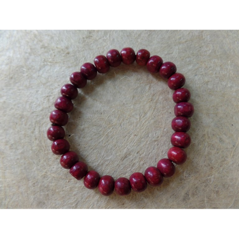 Bracelet élastique perles en bois cerise