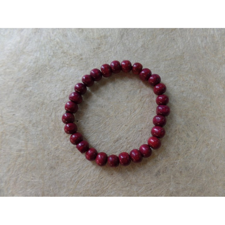 Bracelet élastique perles en bois cerise