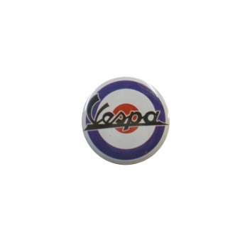 Badge petit Vespa noir sur fond bleu blanc rouge