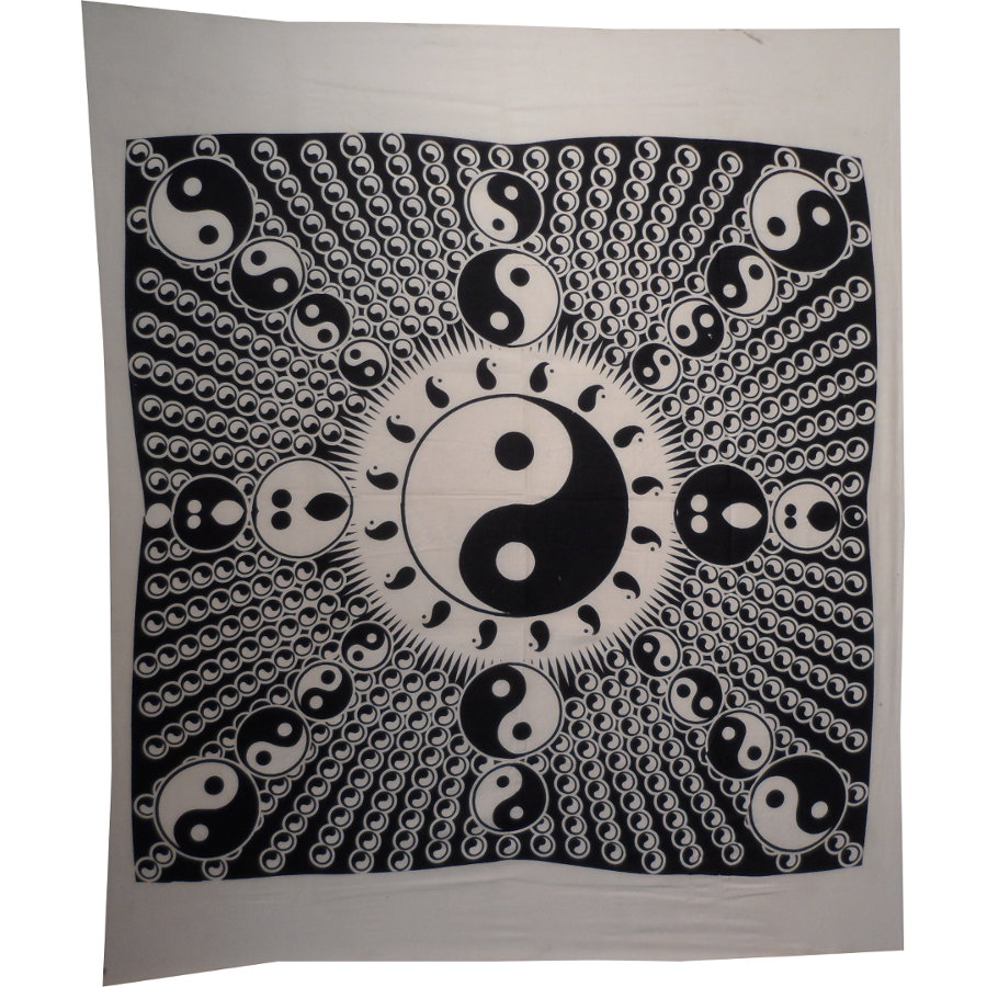 Tenture maxi full yin yang délire blanc et noir