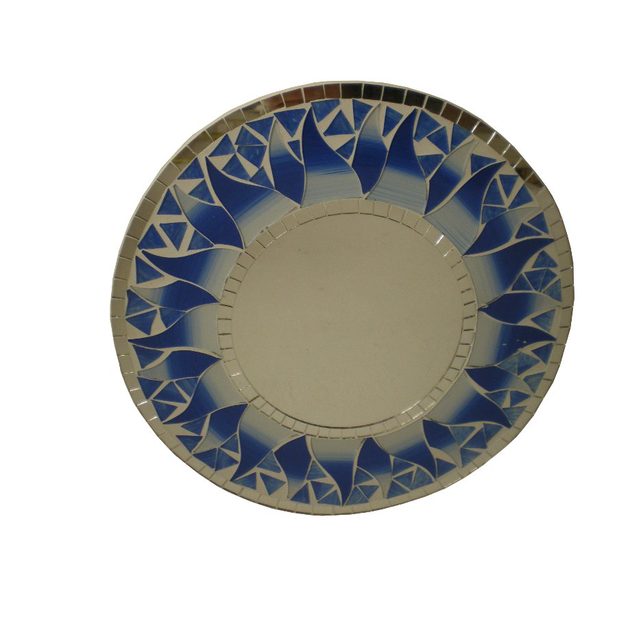 Miroir rond mosaïque indigo