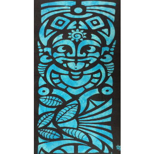 Tenture totem tiki bleu