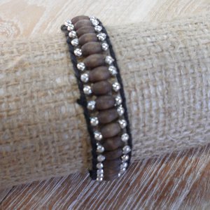 Bracelet perles bois marron