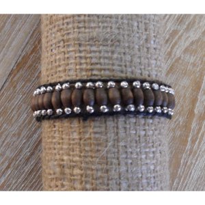 Bracelet perles bois marron