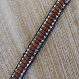 Bracelet perles bois rouge