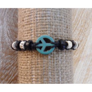 Bracelet  macramé peace and love noir