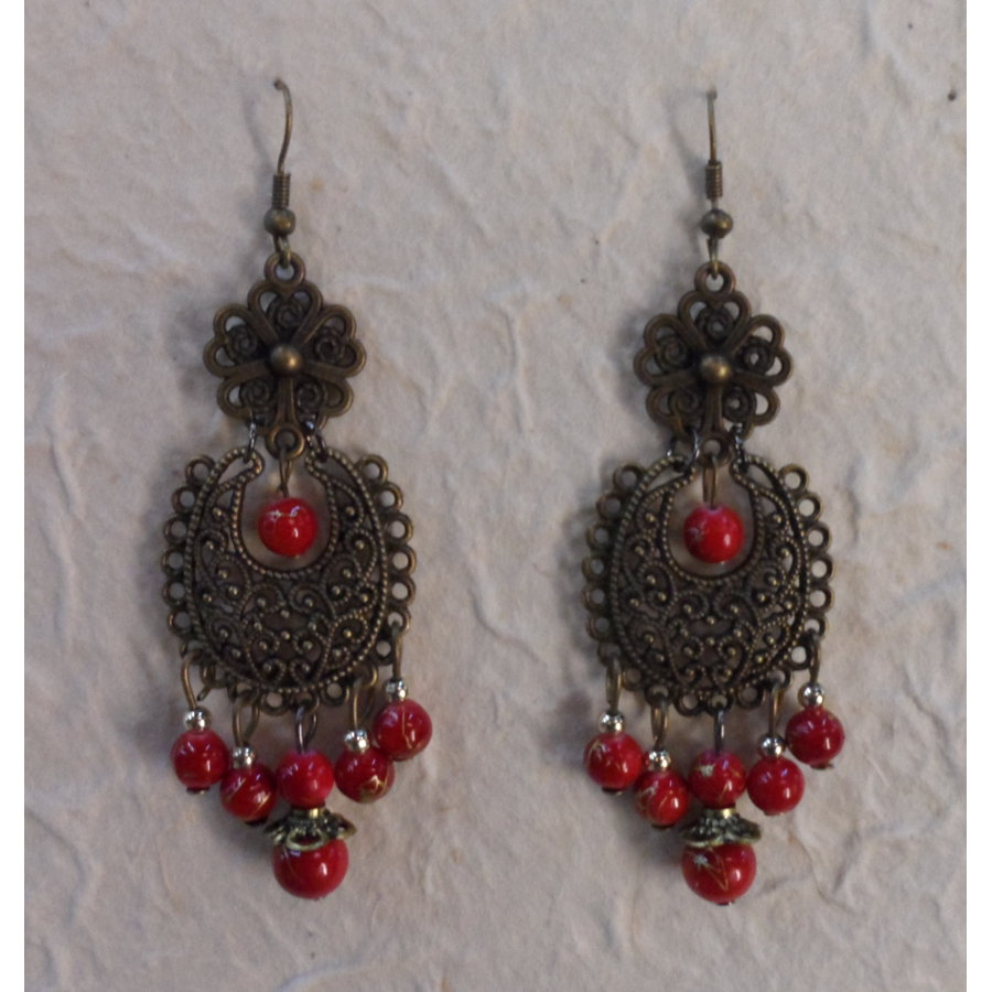 Pendants d'oreilles princesse du Siam rouges