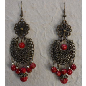 Pendants d'oreilles princesse du Siam rouges