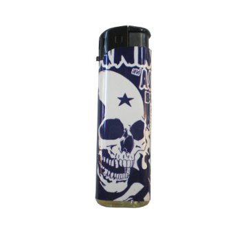 Briquet crâne blanc fond bleu foncé