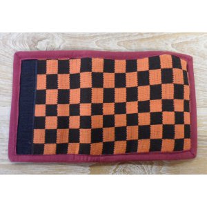 Portefeuille damier noir orange