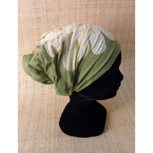 Bandeau cheveux  vert brodé