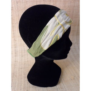 Bandeau cheveux  vert brodé