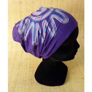 Bandeau cheveux violet brodé