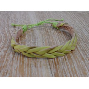 Bracelet cuir tresse fluo 1