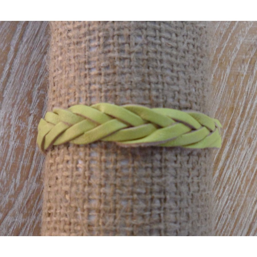 Bracelet cuir tresse fluo 1