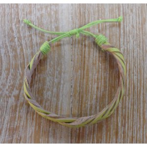 Bracelet cuir tresse fluo 1