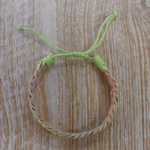 Bracelet cuir tresse fluo 2