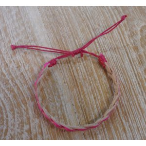 Bracelet cuir tresse fine rose