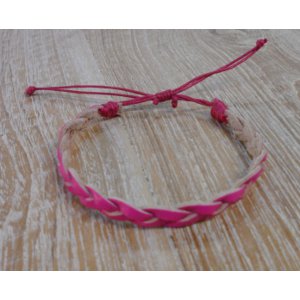 Bracelet cuir tresse fine rose