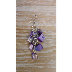 Pendants d'oreilles perles mauves