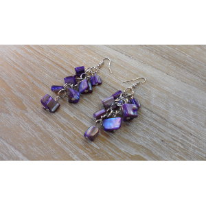 Pendants d'oreilles perles mauves