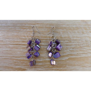 Pendants d'oreilles perles mauves