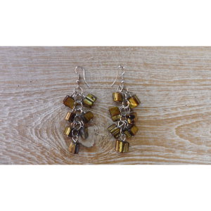 Pendants d'oreilles perles jaunes