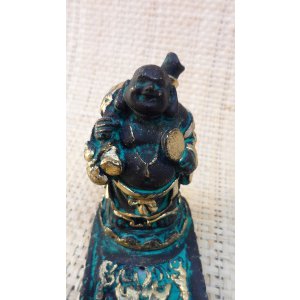 Brûle encens long Bouddha chinois noir et vert