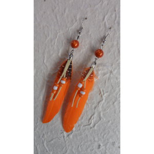 Boucles d'oreilles plumette orange