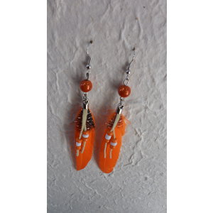 Boucles d'oreilles plumette orange