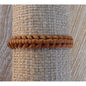 Bracelet macramé cuir marron clair