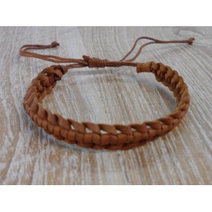 Bracelet macramé cuir marron clair