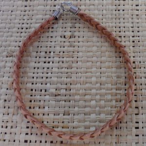 Bracelet plat cuir tressé beige