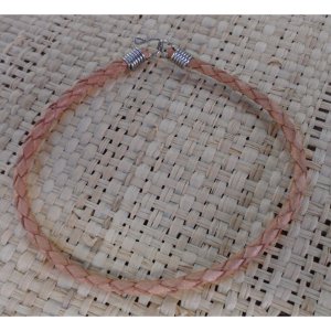 Bracelet rond cuir tressé naturel