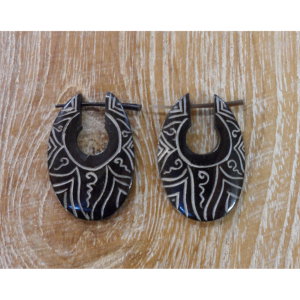 Boucles d'oreilles tribales 1 ovoïde 