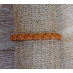 Bracelet rond cuir tressé orange