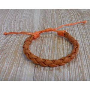 Bracelet rond cuir tressé orange