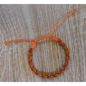Bracelet rond cuir tressé orange