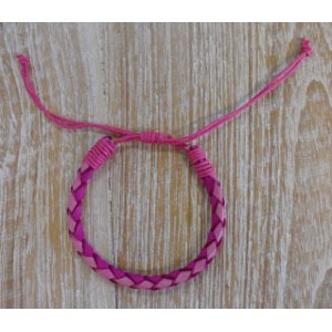 Bracelet rond cuir tressé 2 roses