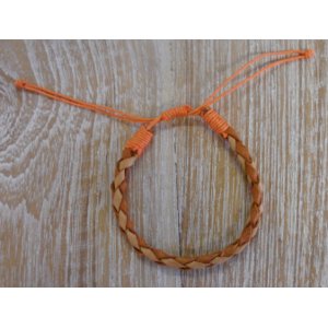 Bracelet rond cuir tressé naturel et orange