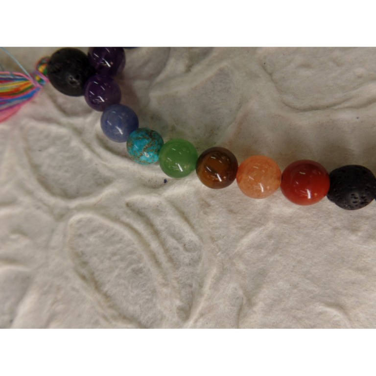 Collier harmonie 7 chakras pompon multicolore