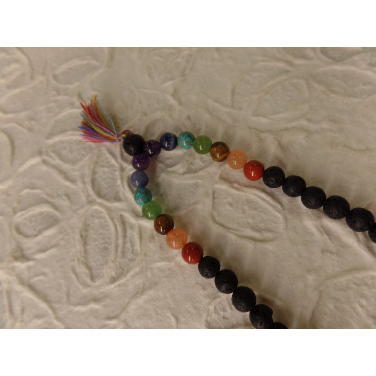 Collier harmonie 7 chakras pompon multicolore