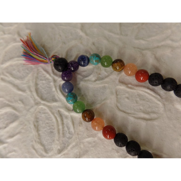 Collier harmonie 7 chakras pompon multicolore