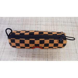 Trousse tête de mort à damier orange