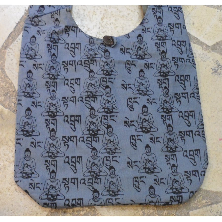 Besace Bouddha sanskrit gris