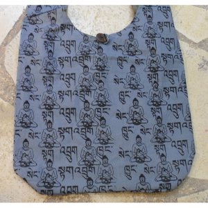 Besace Bouddha sanskrit gris